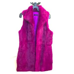Love Token Rabbit Fur Vest in magenta